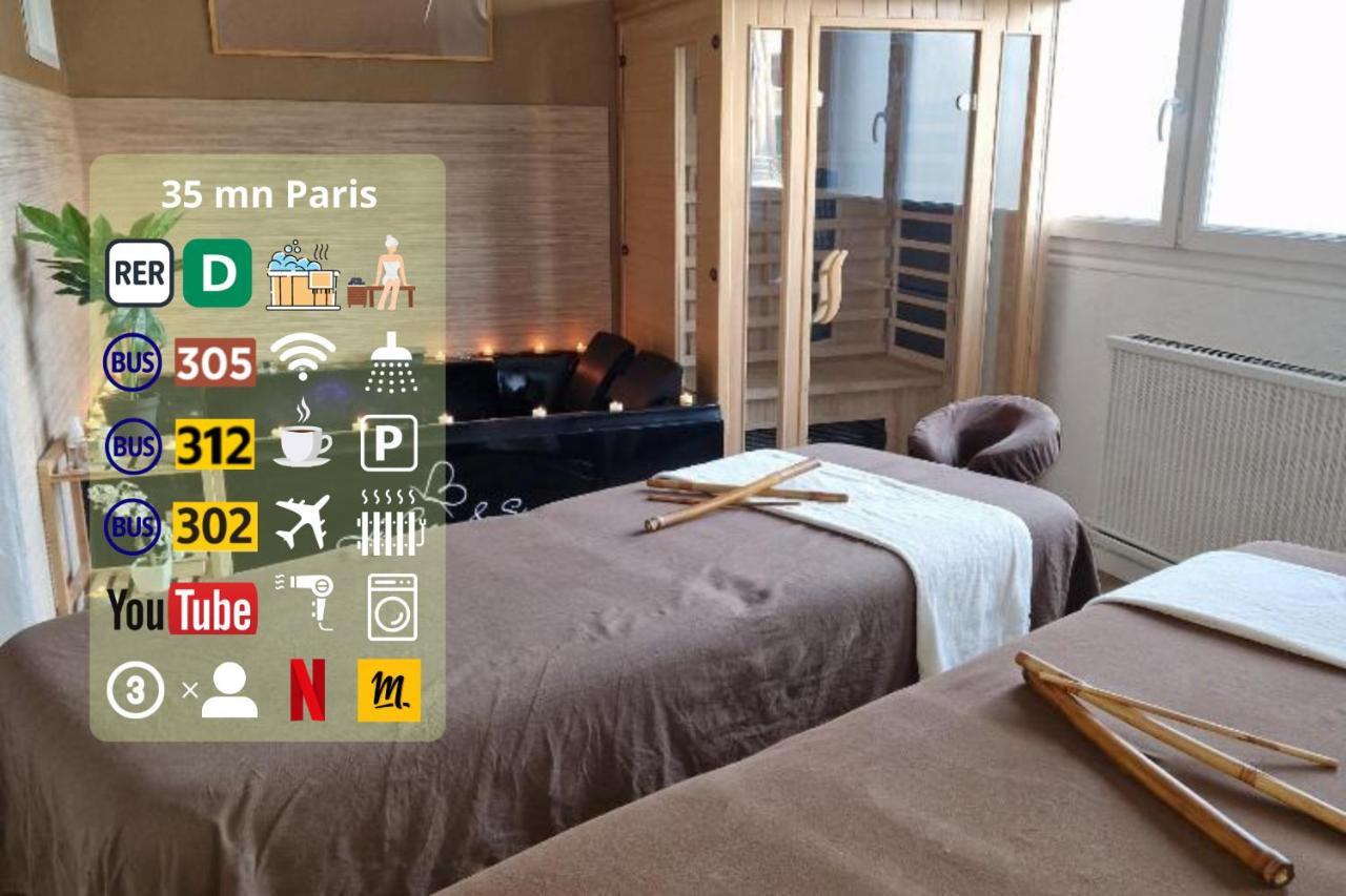 Derniere Reservations Avant Indisponibilite En Septembre Pour 12 Mois, Illimites Jacuzzi Spa Bain A Remous Interieur, Sauna Interieur, Parking Reserve, Vue Et Acces Parc, Prestations Uniques, 1Er Etage Corbeil-Essonnes Extérieur photo